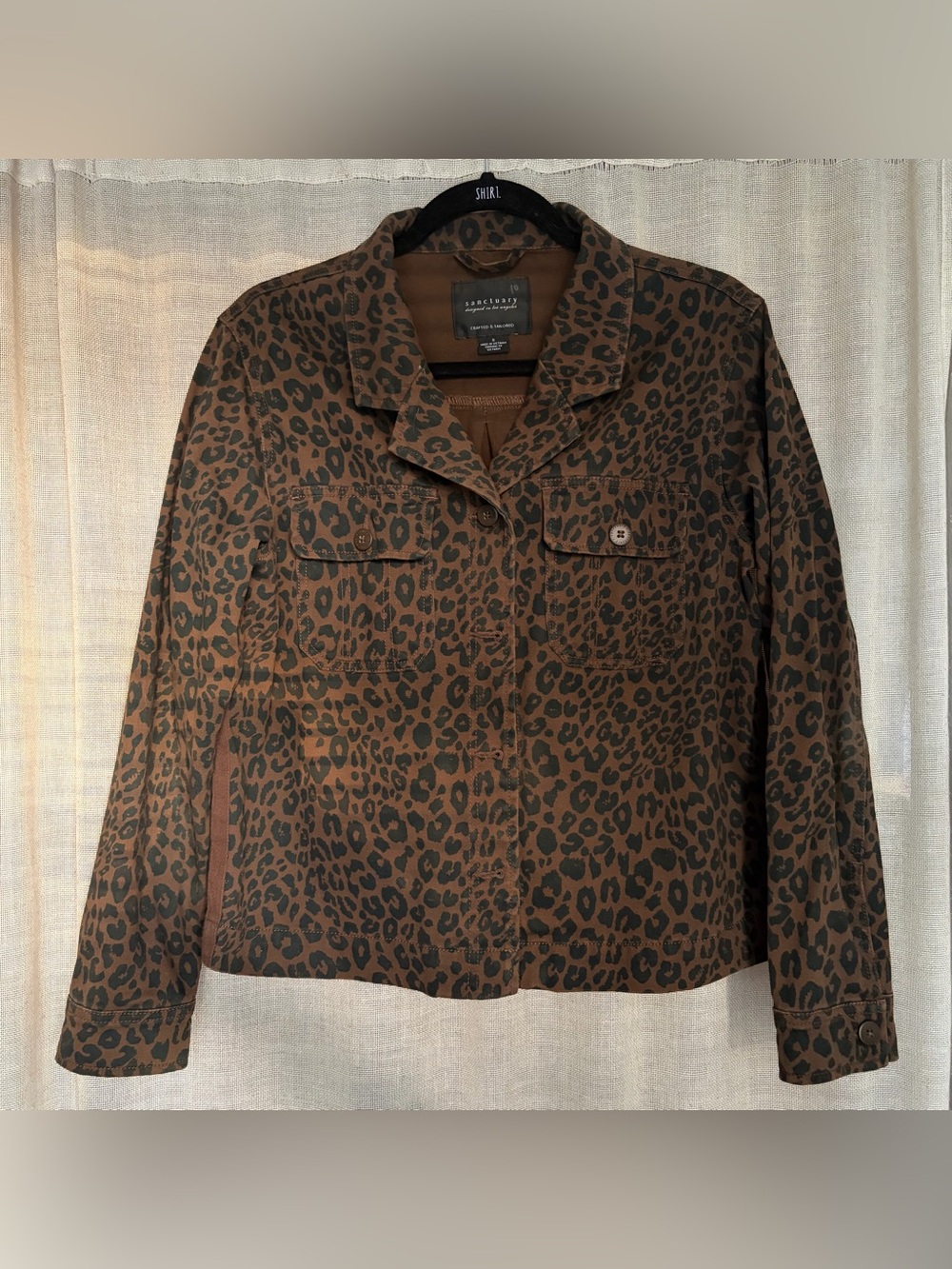 Sanctuary Brown and Black Leopard-Print Cotton Shirt Jacket Small